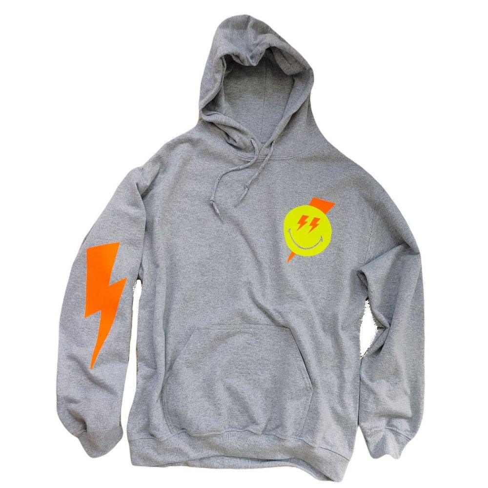 Smiley Face Lightning Bolt Hoodie